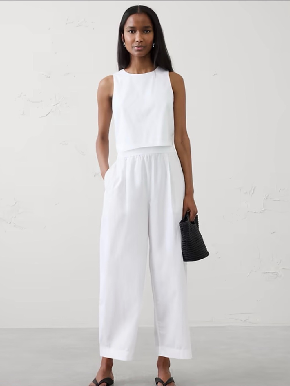 Sleeveless White Wide-Leg Jumpsuit